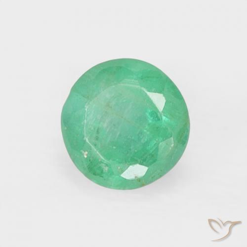 Esmeralda Verde frío natural de 0.30 ct, Redondo, VS