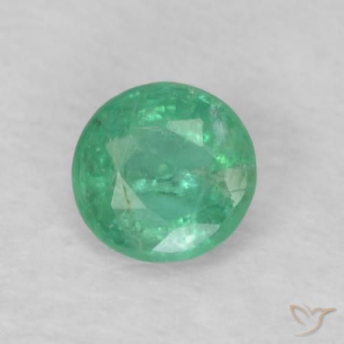 Esmeralda Verde azul natural de 0.15 ct, Redondo, VS-SI