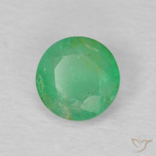Esmeralda Verde amarillento natural de 0.27 ct, Redondo, VS-SI
