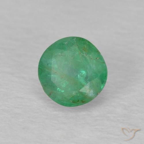 Esmeralda Verde medio natural de 0.30 ct, Redondo, VS-SI
