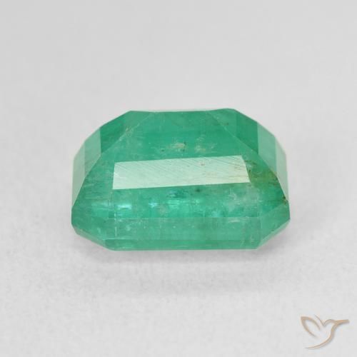 Esmeralda Verde frío natural de 4.17 ct, Corte Octágono / Esmeralda, SI