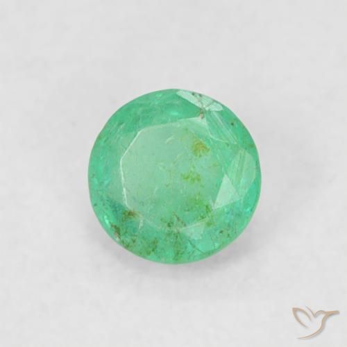 Esmeralda Verde eléctrico natural de 0.17 ct, Redondo, SI