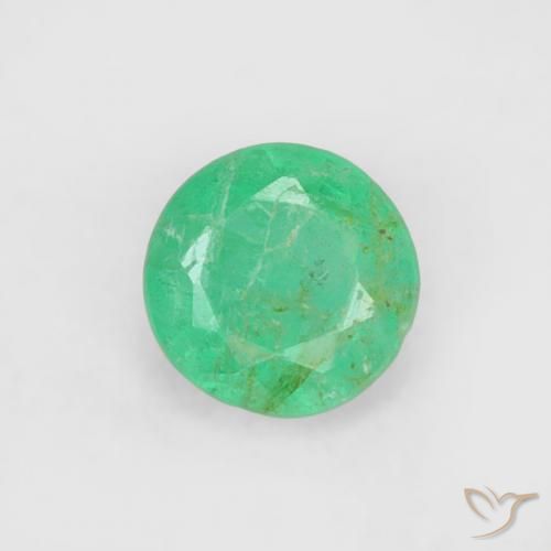 0.16ct Natural Verde azul Esmeralda, Redondo, SI