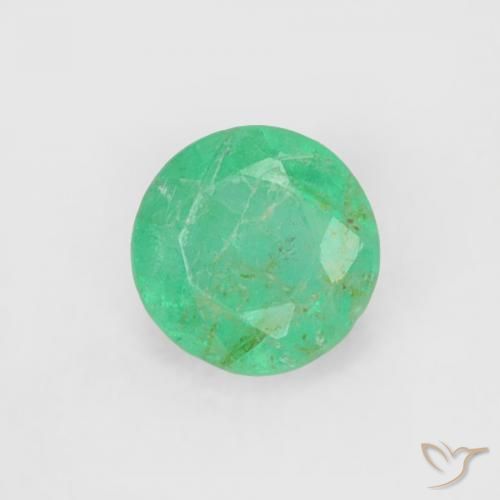 Esmeralda Verde azul natural de 0.16 ct, Redondo, SI