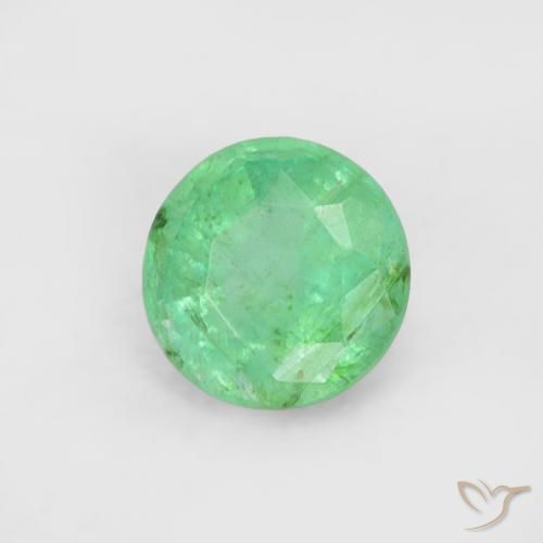Esmeralda Verde frío natural de 0.16 ct, Redondo, SI