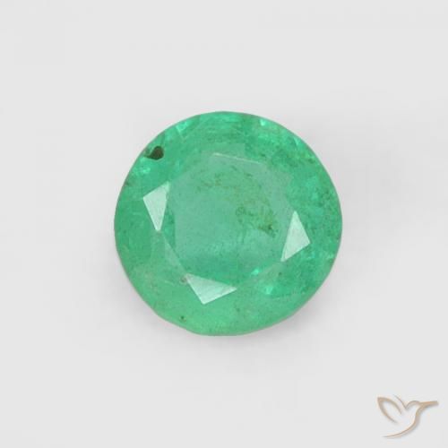 0.18ct Natural Verde frío Esmeralda, Redondo, SI