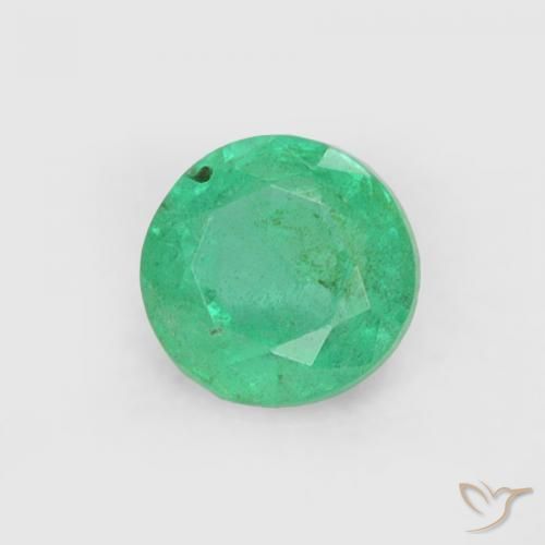 Esmeralda Verde frío natural de 0.18 ct, Redondo, SI