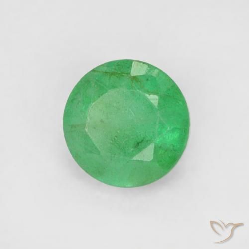 Esmeralda Verde claro natural de 0.19 ct, Redondo, SI