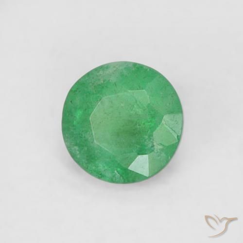 Esmeralda Verde frío natural de 0.16 ct, Redondo, SI