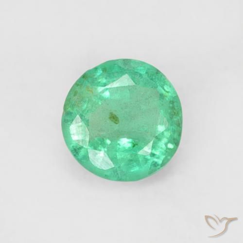 0.18ct Natural Verde azul Esmeralda, Redondo, SI
