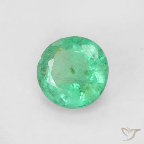 Esmeralda Verde azul natural de 0.18 ct, Redondo, SI