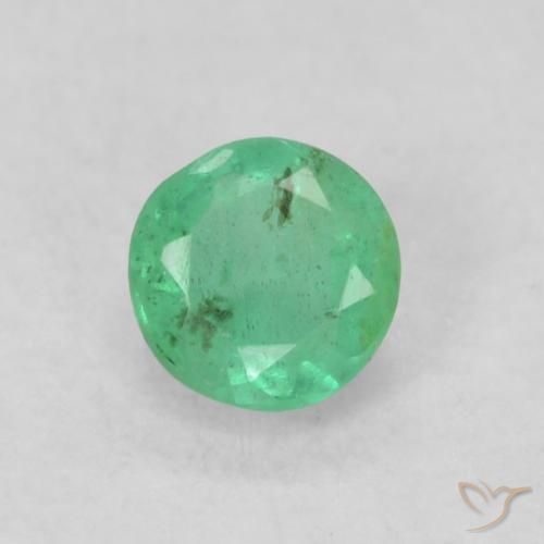 0.20ct Natural Verde claro Esmeralda, Redondo, SI