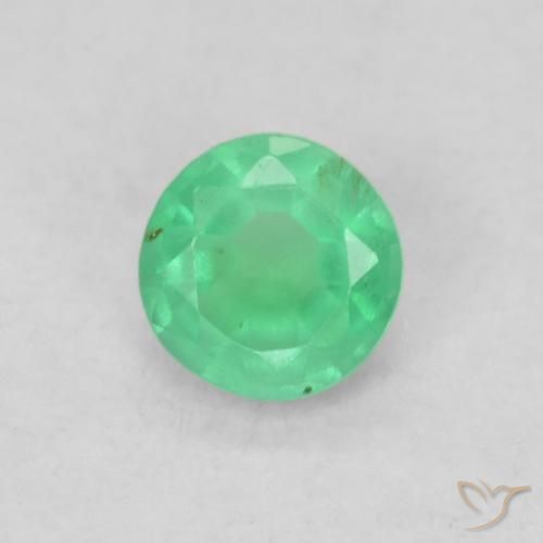 0.17ct Natural Verde intenso Esmeralda, Redondo, SI