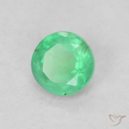Esmeralda Verde intenso natural de 0.17 ct, Redondo, SI