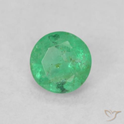 Esmeralda Verde claro natural de 0.17 ct, Redondo, SI