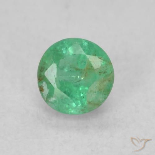 0.18ct Natural Verde medio Esmeralda, Redondo, SI