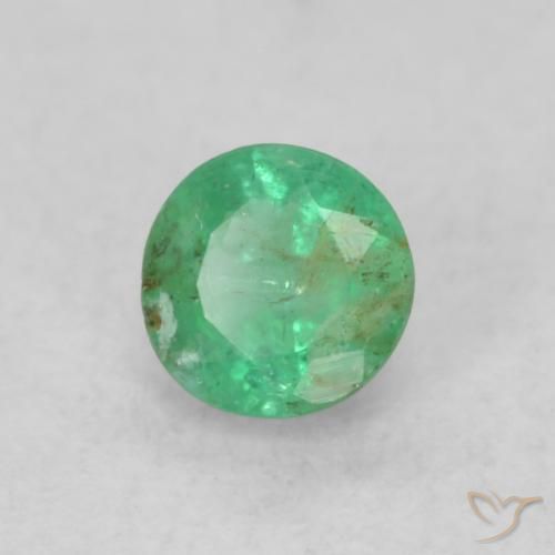 Esmeralda Verde medio natural de 0.18 ct, Redondo, SI