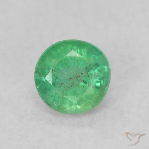0.18ct Natural Verde claro Esmeralda, Redondo, SI
