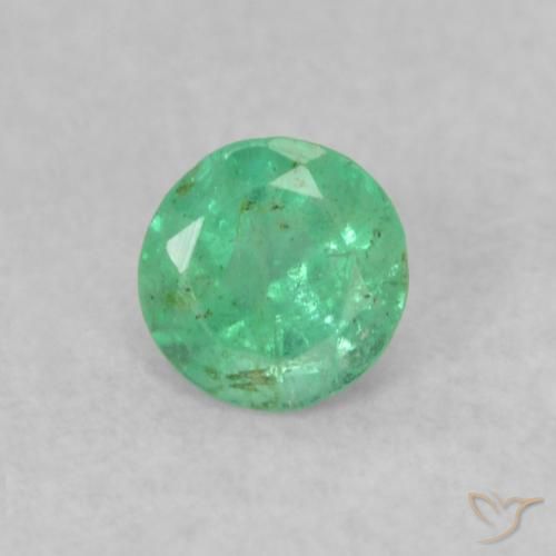 0.16ct Natural Verde claro Esmeralda, Redondo, SI