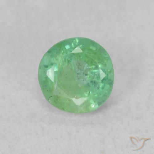 0.17ct Natural Verde amarillento pálido Esmeralda, Redondo, SI