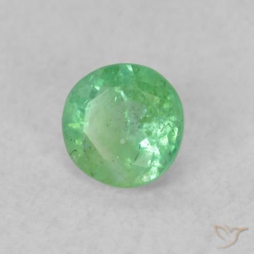 Esmeralda Verde amarillento pálido natural de 0.17 ct, Redondo, SI