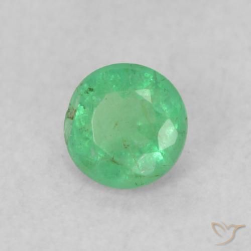 Esmeralda Verde claro natural de 0.16 ct, Redondo, SI