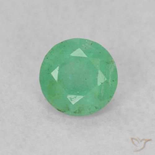 0.16ct Natural Verde claro Esmeralda, Redondo, SI, Photo A