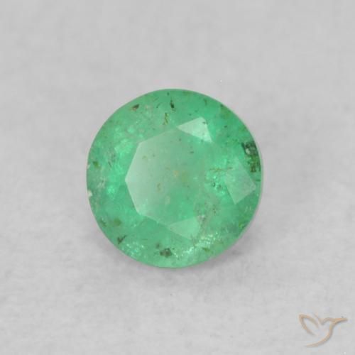 Esmeralda Verde intenso natural de 0.17 ct, Redondo, SI
