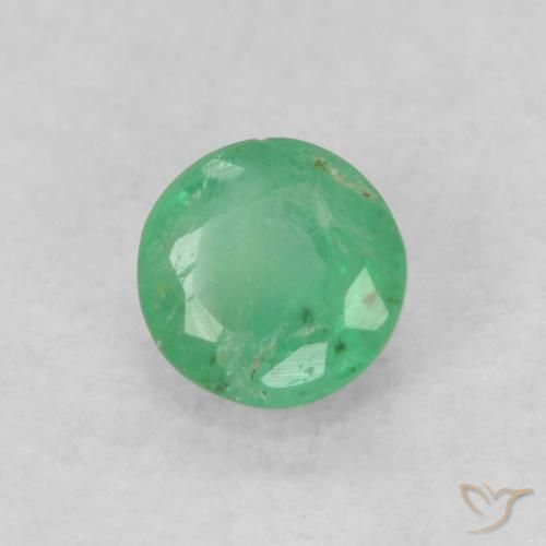 Esmeralda Verde eléctrico natural de 0.19 ct, Redondo, SI