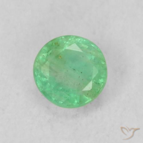 0.20ct Natural Verde eléctrico Esmeralda, Redondo, SI