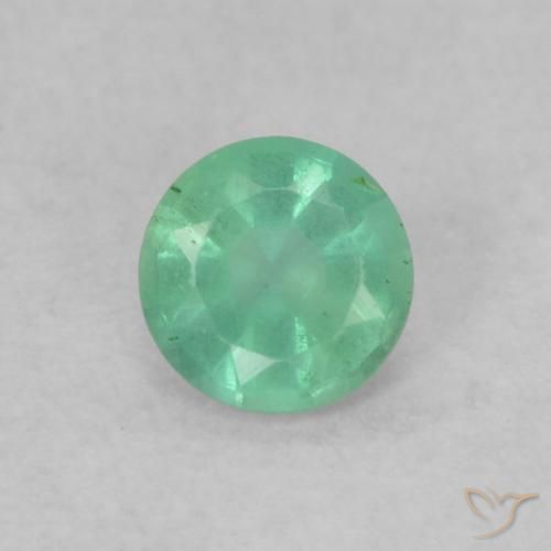 0.14ct Natural Verde frío Esmeralda, Redondo, SI