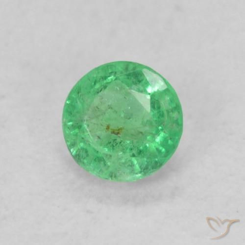 Esmeralda Verde intenso natural de 0.16 ct, Corte Redondo, SI