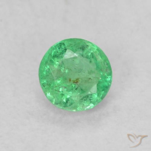 Esmeralda Verde intenso natural de 0.16 ct, Corte Redondo, SI