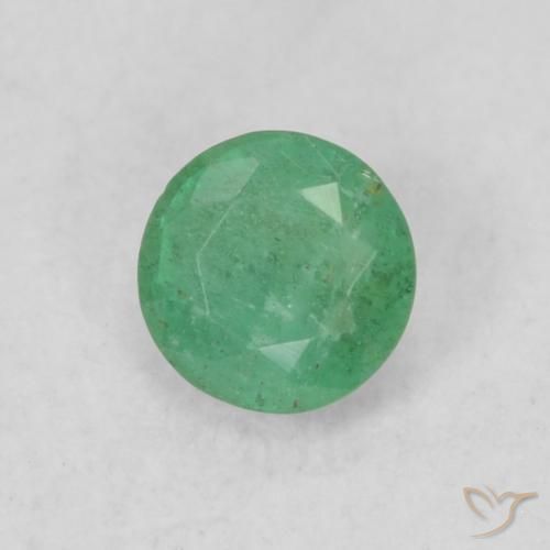 Esmeralda Verde oscuro natural de 0.18 ct, Redondo, SI