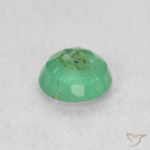 Esmeralda Verde oscuro natural de 0.18 ct, Redondo, SI