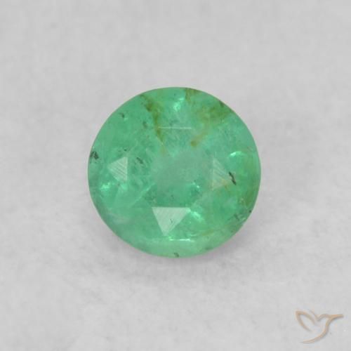 0.17ct Natural Verde amarillento Esmeralda, Redondo, SI