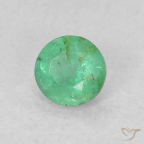 Esmeralda Verde amarillento natural de 0.17 ct, Redondo, SI