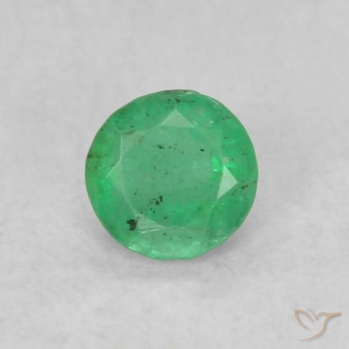 0.16ct Natural Verde amarillento Esmeralda, Redondo, SI