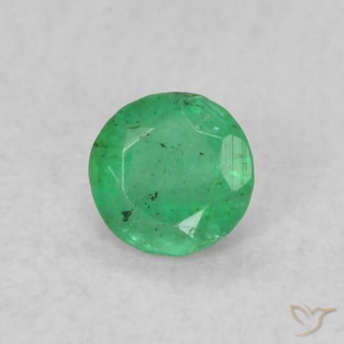 Esmeralda Verde amarillento natural de 0.16 ct, Redondo, SI