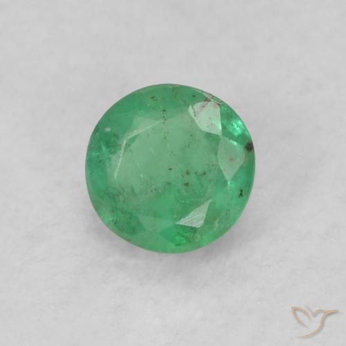 Esmeralda Verde frío claro natural de 0.17 ct, Redondo, SI