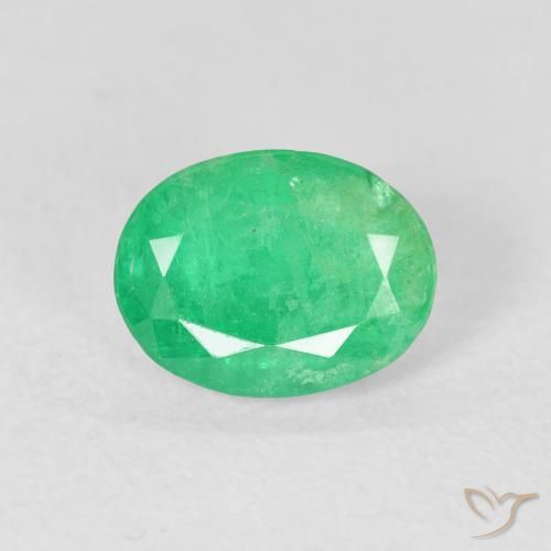 1.42ct Natural Verde amarillento Esmeralda, Ovalada, SI