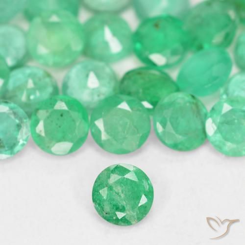 Esmeralda verde de 0,15 ct, redondo, SI