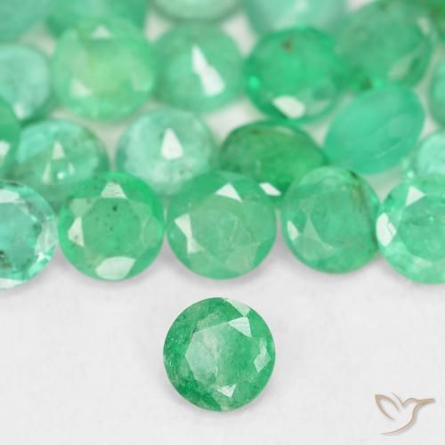 Esmeralda verde natural de 0,15 ct, corte redondo, SI