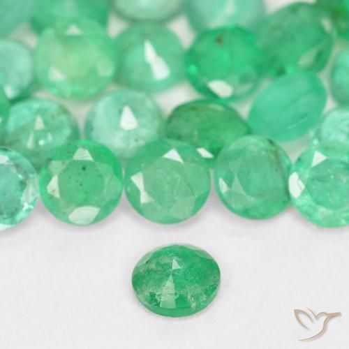 Esmeralda verde natural de 0,15 ct, corte redondo, SI