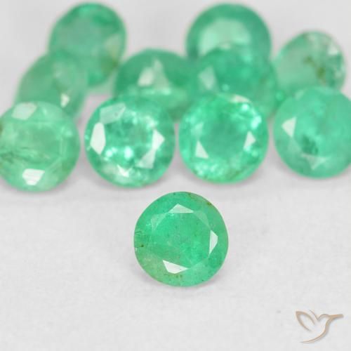 Esmeralda verde natural de 0,18 ct, corte redondo, SI