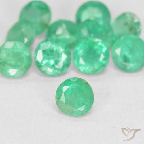 Esmeralda verde natural de 0,18 ct, corte redondo, SI