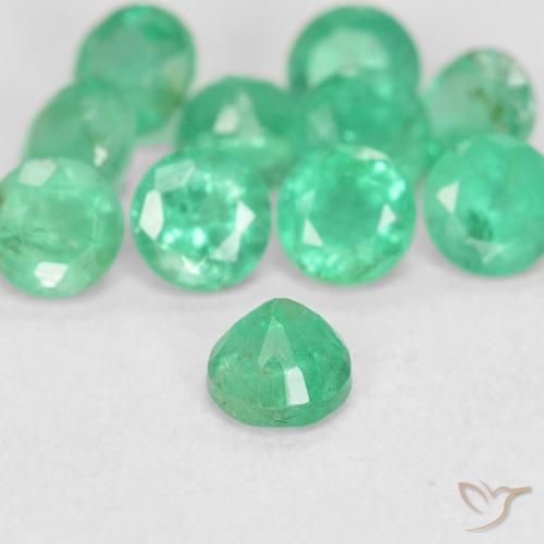 Esmeralda verde natural de 0,18 ct, corte redondo, SI