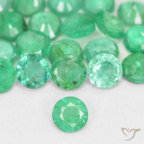 Esmeralda verde natural de 0,12 ct, corte redondo, SI