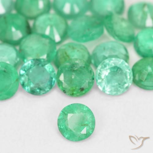 Esmeralda verde natural de 0,12 ct, corte redondo, SI