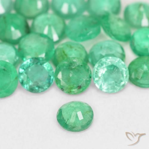 Esmeralda verde natural de 0,12 ct, corte redondo, SI